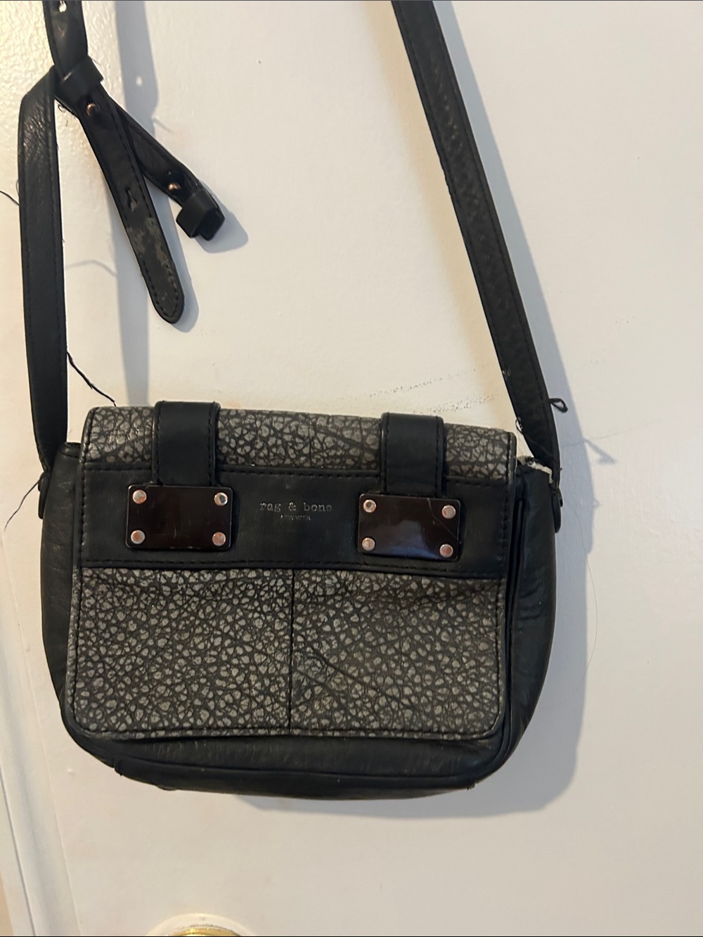 rag & bone Black and Gray Pebbled Crossbody Bag